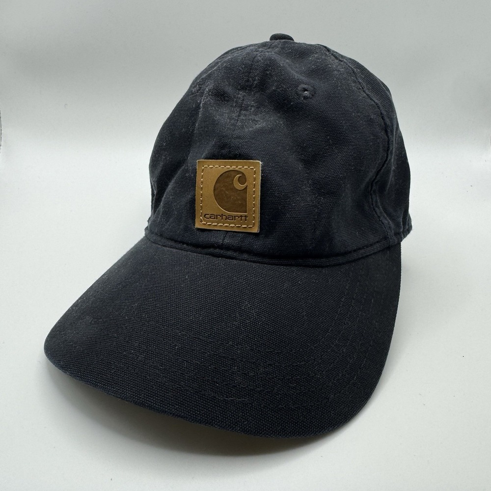 Carhartt Men's Strap back Black Canvas Hat OS Dad Hat Classic Patch‎ Logo
